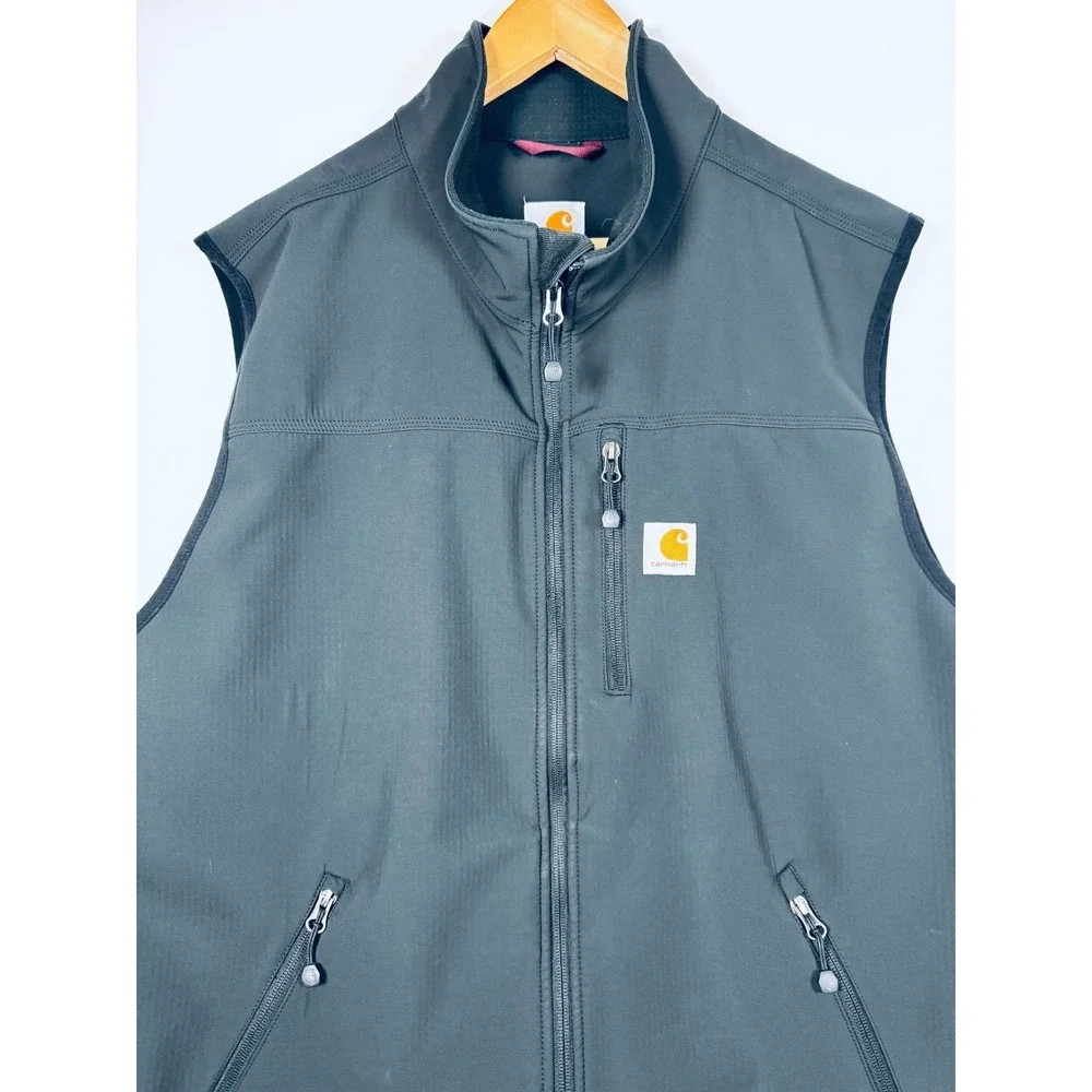 Carhartt Softshell Vest Mens 2X Black Full Zip Work Outdoor Zipper Pockets